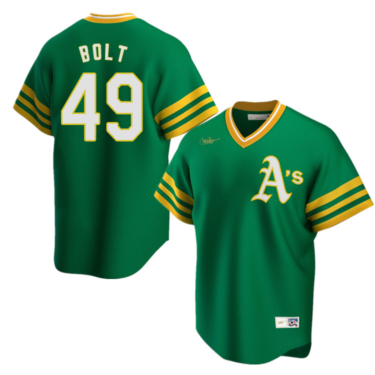 Nike Men #49 Skye Bolt Oakland Athletics Cooperstown Baseball Jerseys Sale-Green